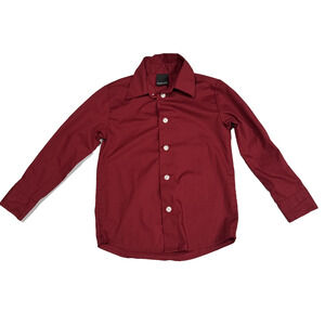VAN HEUSEN Boys Red Button Up Dress Shirt Long Sleeve Sz 5 Party Formal Holiday